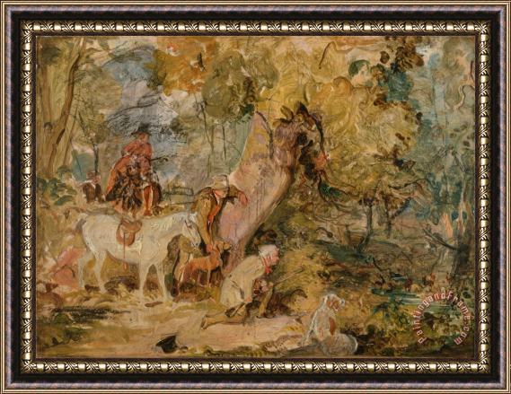 John Frederick Lewis ?a Sketch for `foresters Stalking Deer' Framed Painting